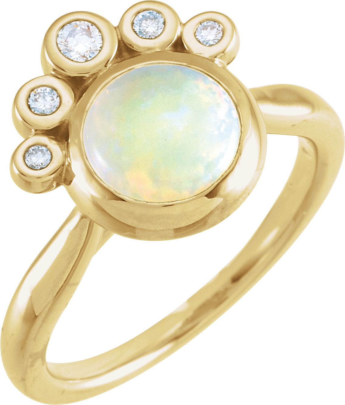 14K Yellow Opal & 1/8 CTW Diamond Ring 