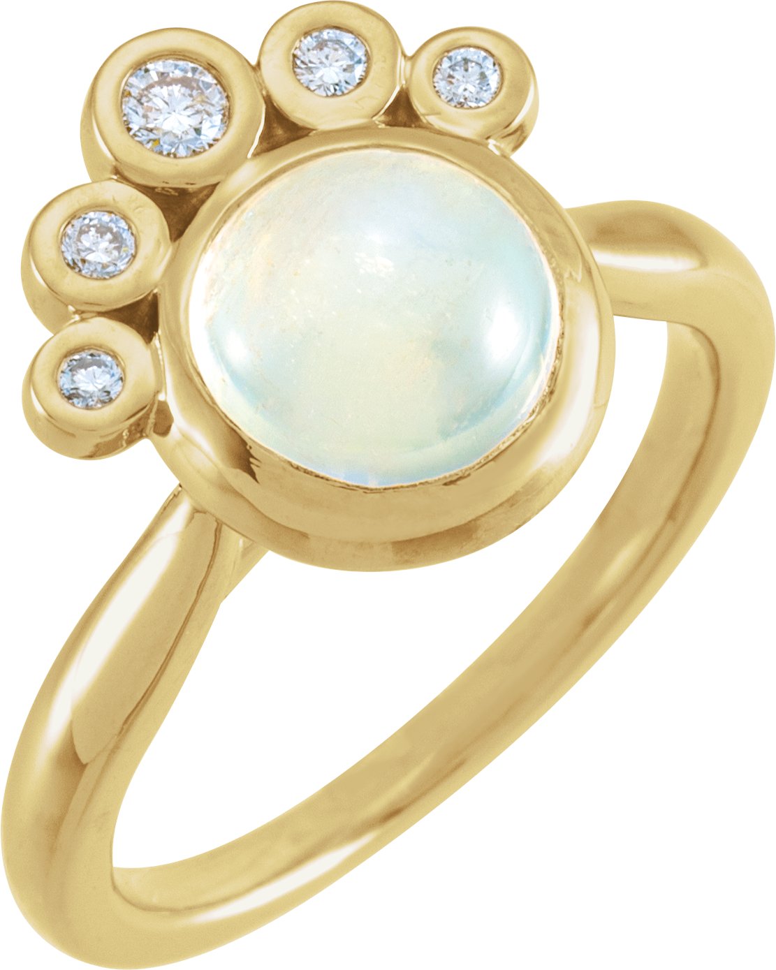 14K Yellow Rainbow Moonstone & 1/8 CTW Diamond Ring 