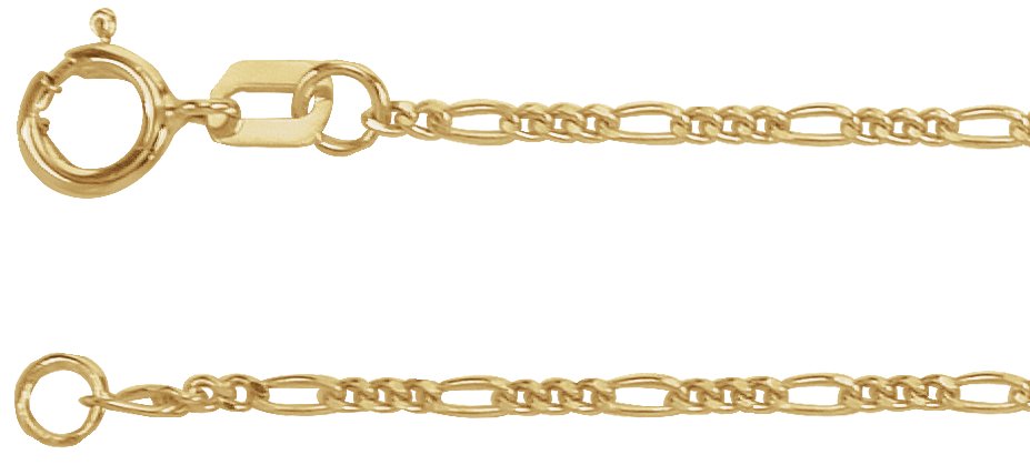 14K Yellow 1.28 mm Figaro 16" Chain