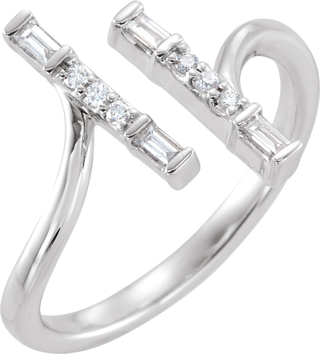14K White 1/6 CTW Diamond Double Bar Ring