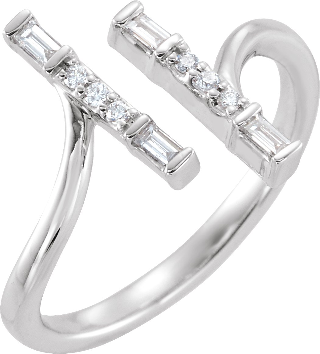 14K White 1/6 CTW Natural Diamond Double Bar Ring