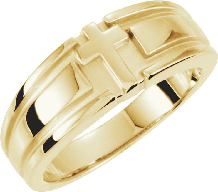 14K Yellow 8 mm Grooved Cross Band Size 11
