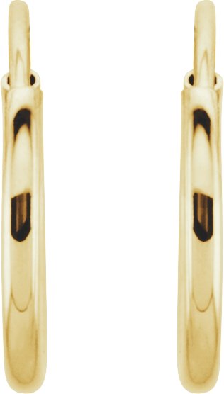 14K Yellow Endless Tube 10 mm Hoop Earring