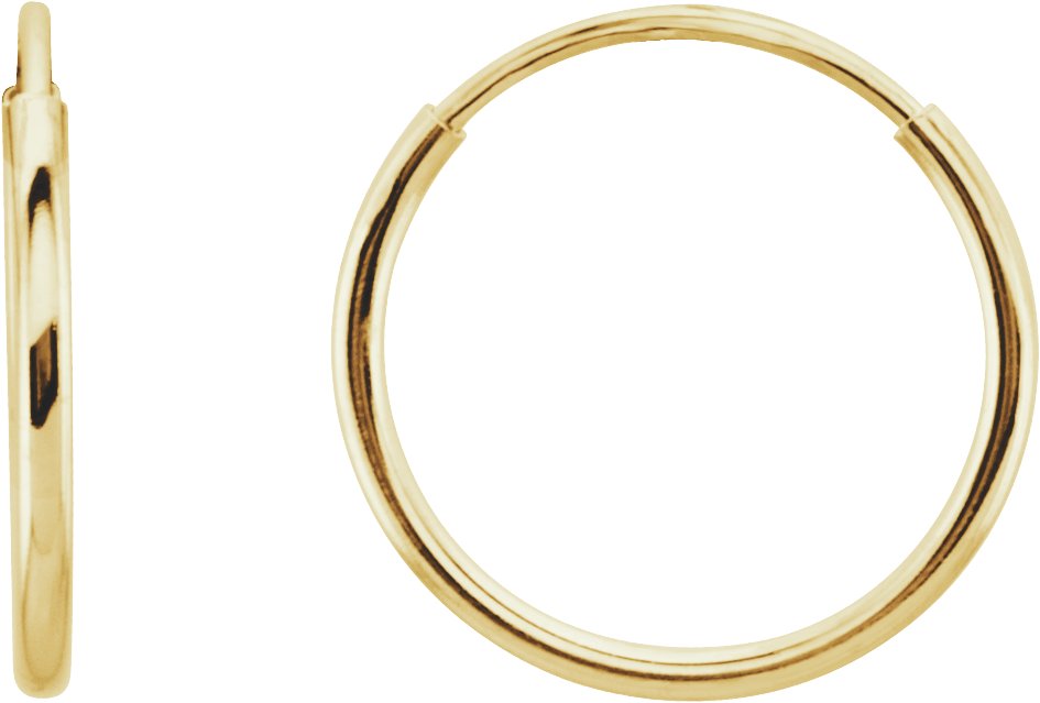 14K Yellow Endless Tube 12 mm Hoop Earring