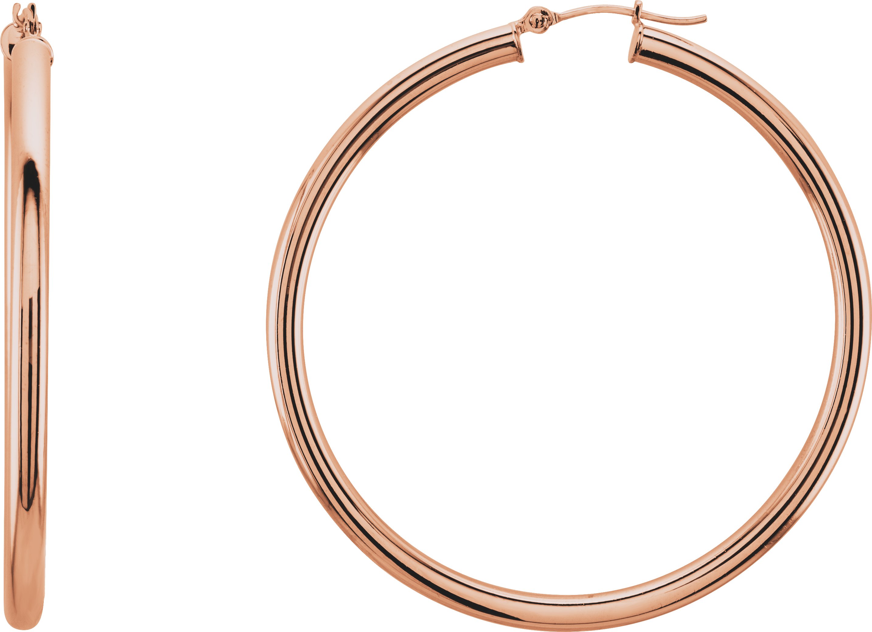 14K Rose Tube 48 mm Hoop Earrings