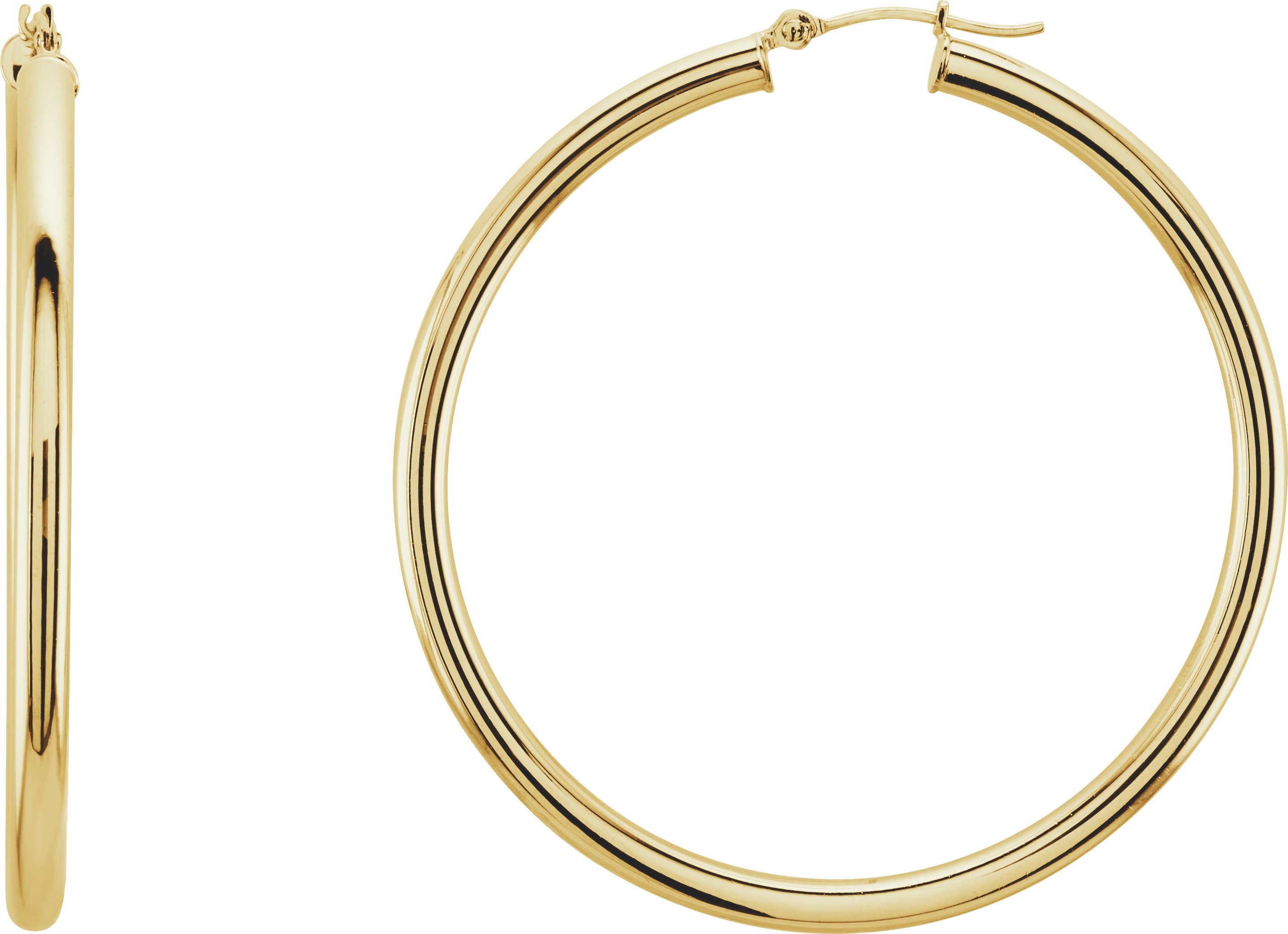 14K Yellow 48 mm Tube Hoop Earrings Ref 2637291