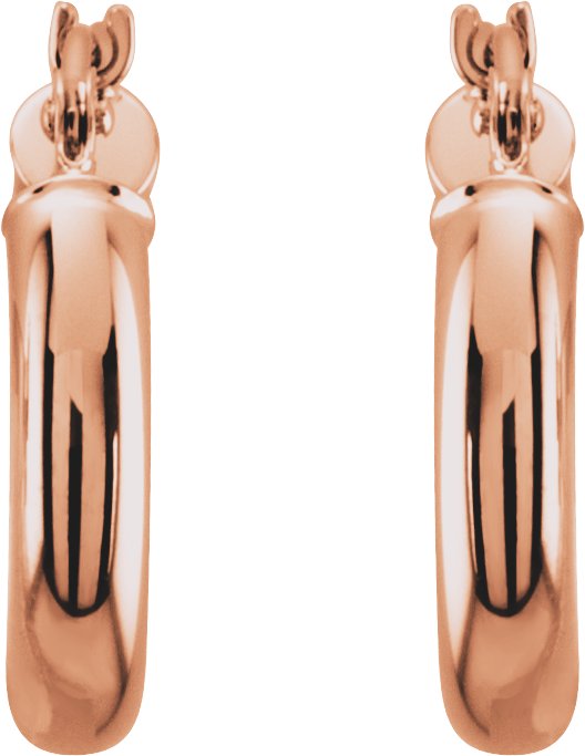 14K Rose Tube 15 mm Hoop Earrings