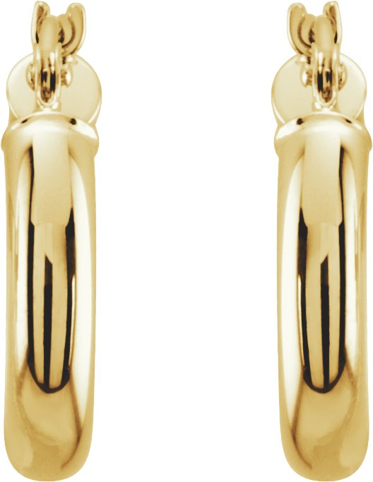 14K Yellow Tube 15 mm Hoop Earrings