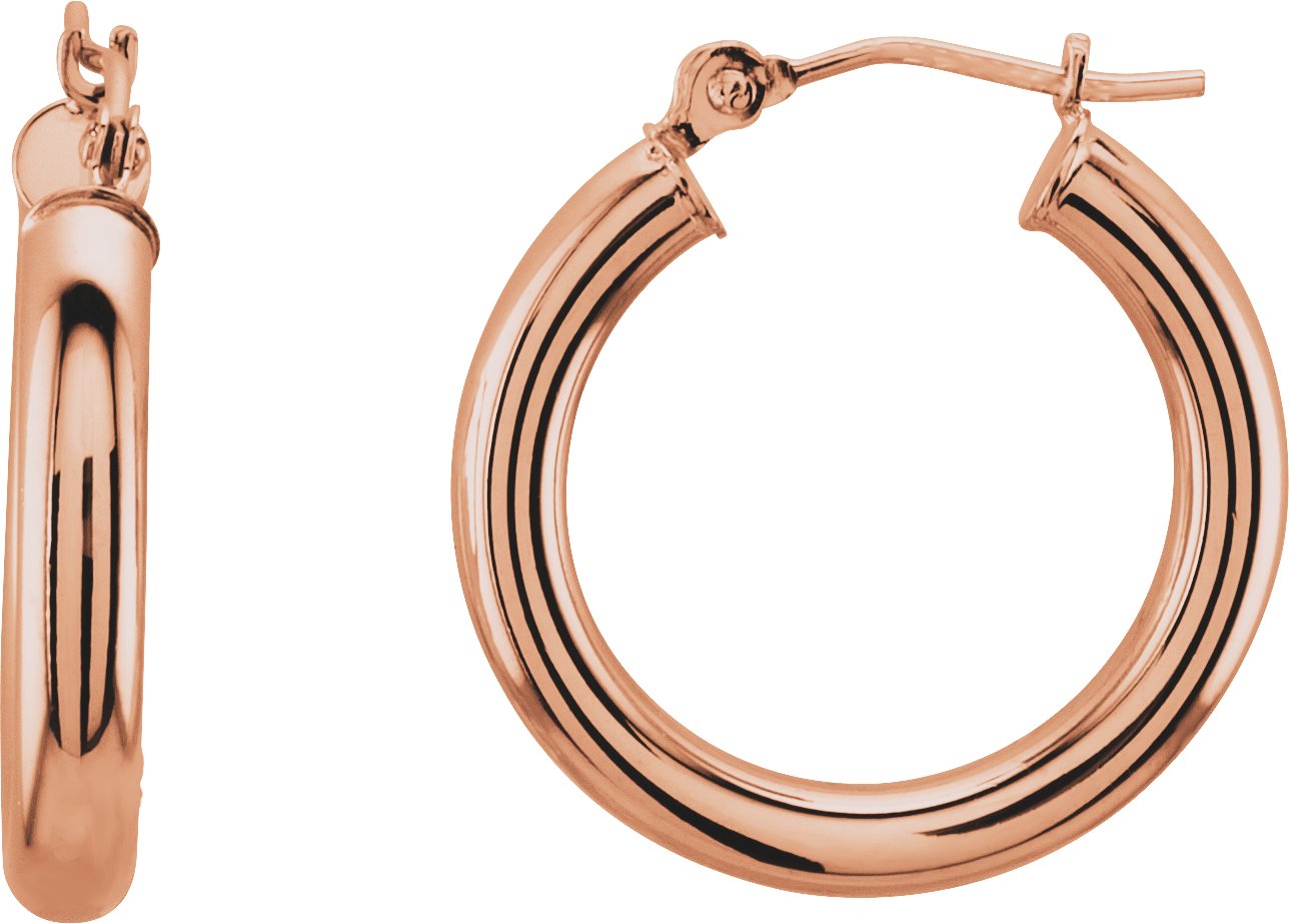 14K Rose Tube 20 mm Hoop Earrings