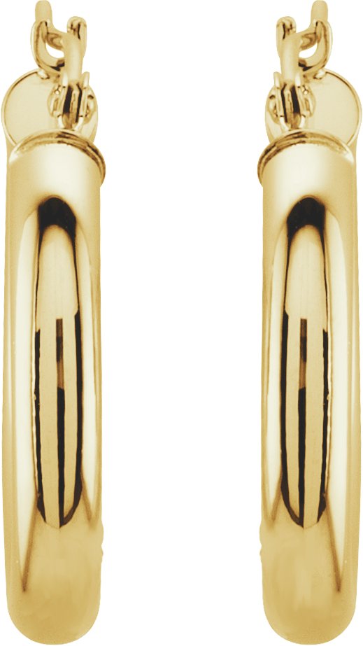14K Yellow Tube 20 mm Hoop Earrings
