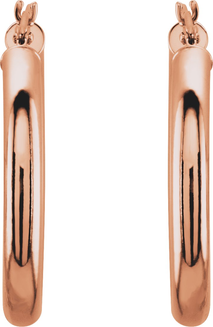 14K Rose Tube 25 mm Hoop Earrings