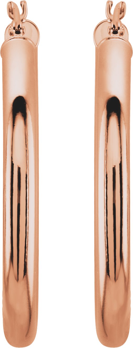 14K Rose Tube 30 mm Hoop Earrings