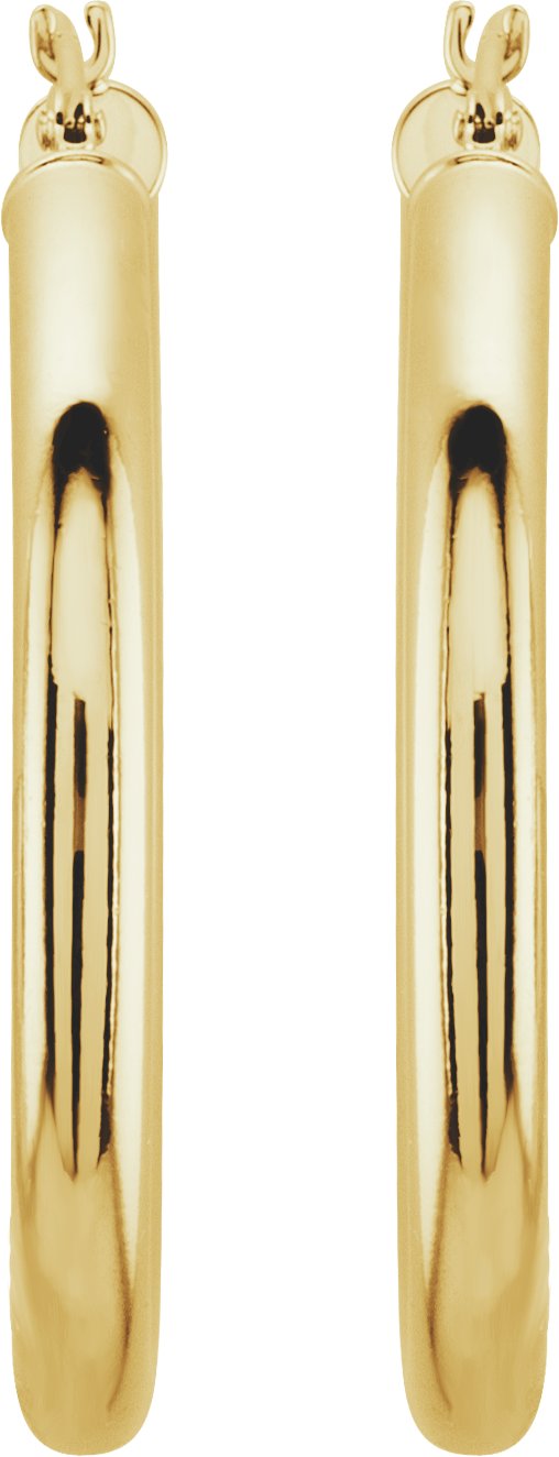 14K Yellow Tube 30 mm Hoop Earrings