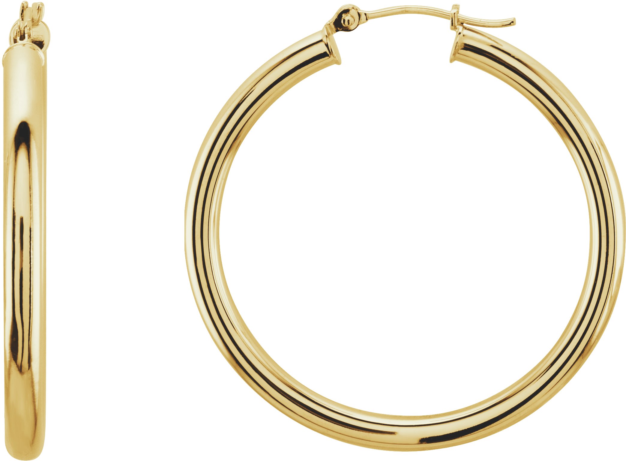 14K Yellow 35 mm Tube Hoop Earrings Ref 2637271