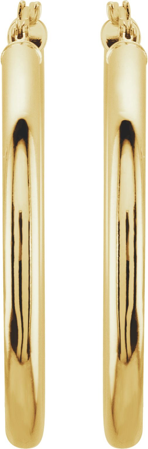 14K Yellow Tube 35 mm Hoop Earrings