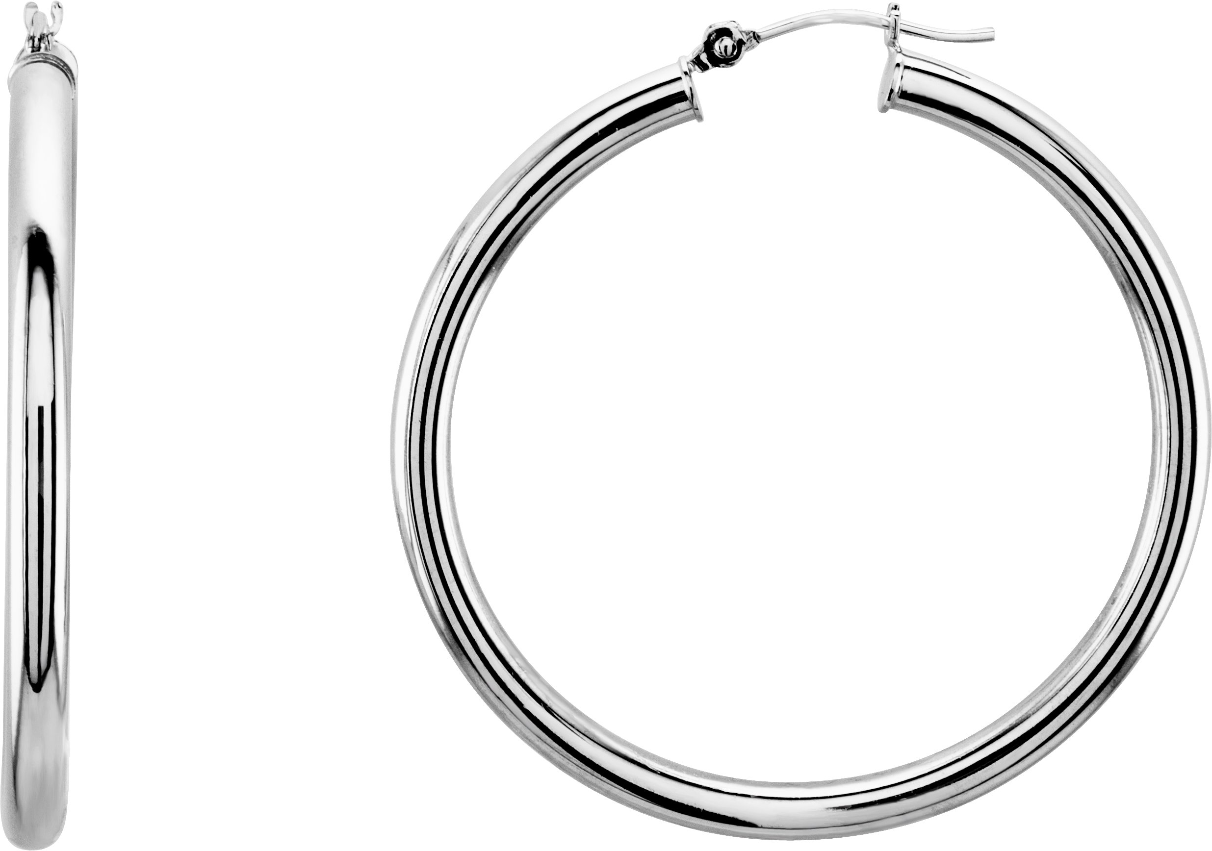 14K White 40 mm Tube Hoop Earrings Ref 2637087