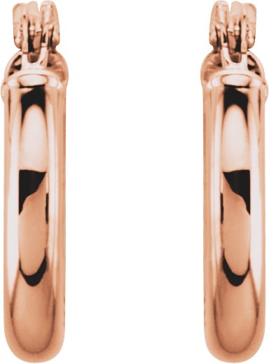 14K Rose Tube 13 mm Hoop Earrings