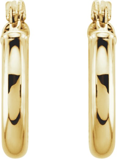 14K Yellow Tube 13 mm Hoop Earrings