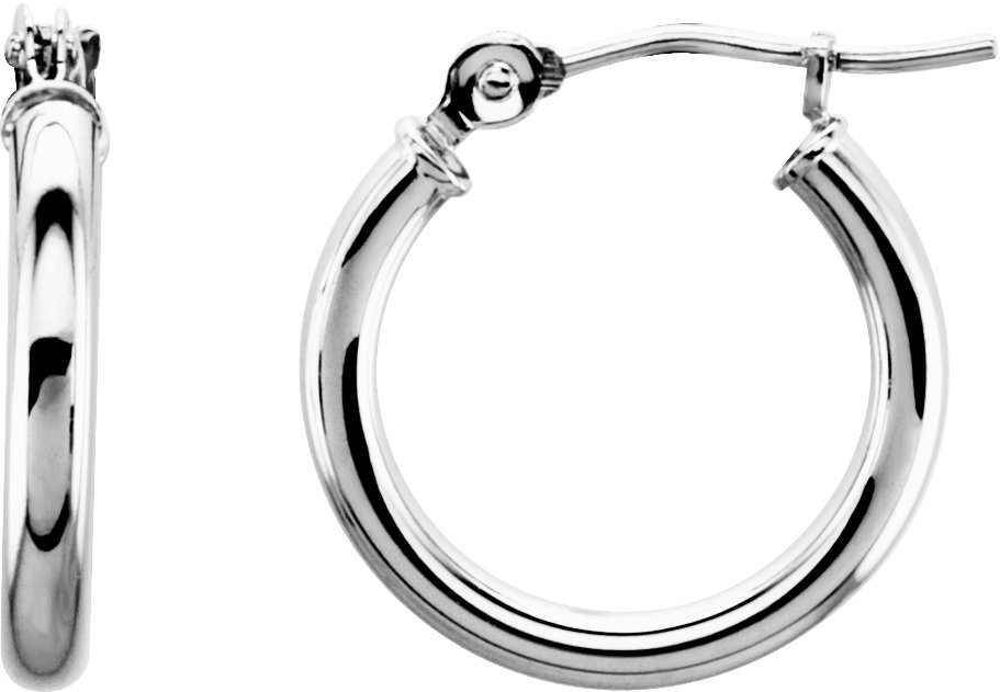 14K White 15 mm Huggie Hoop Earrings Ref 2637388