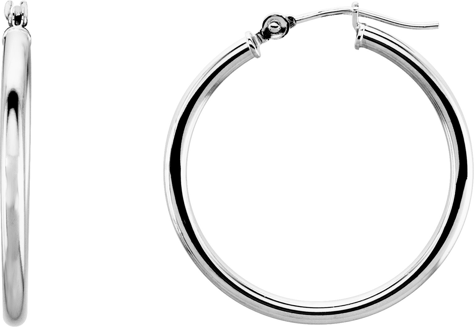 14K White 25 mm Hoop Earrings Ref 5750781