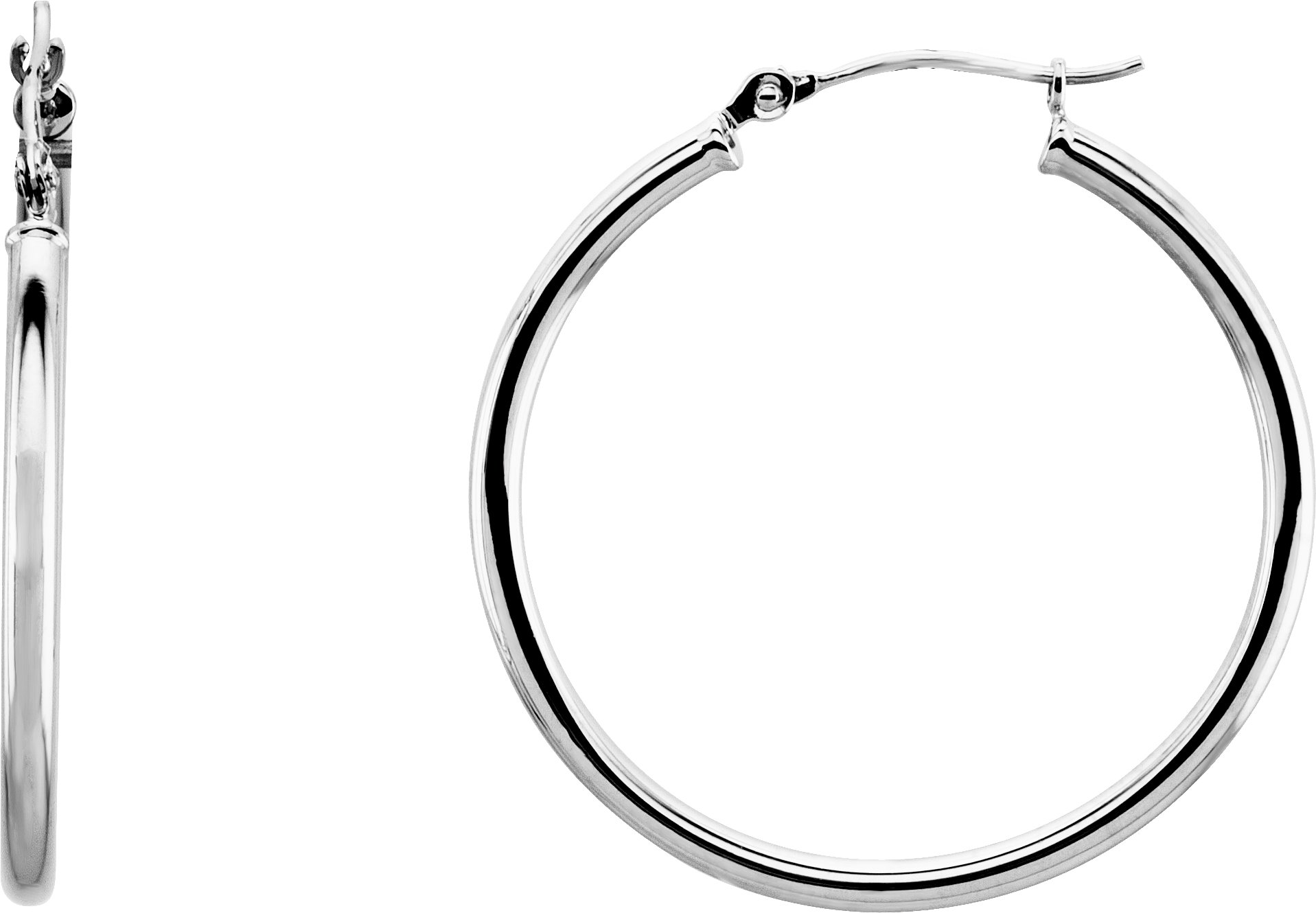 14K White 30 mm Hoop Earrings Ref 5750834