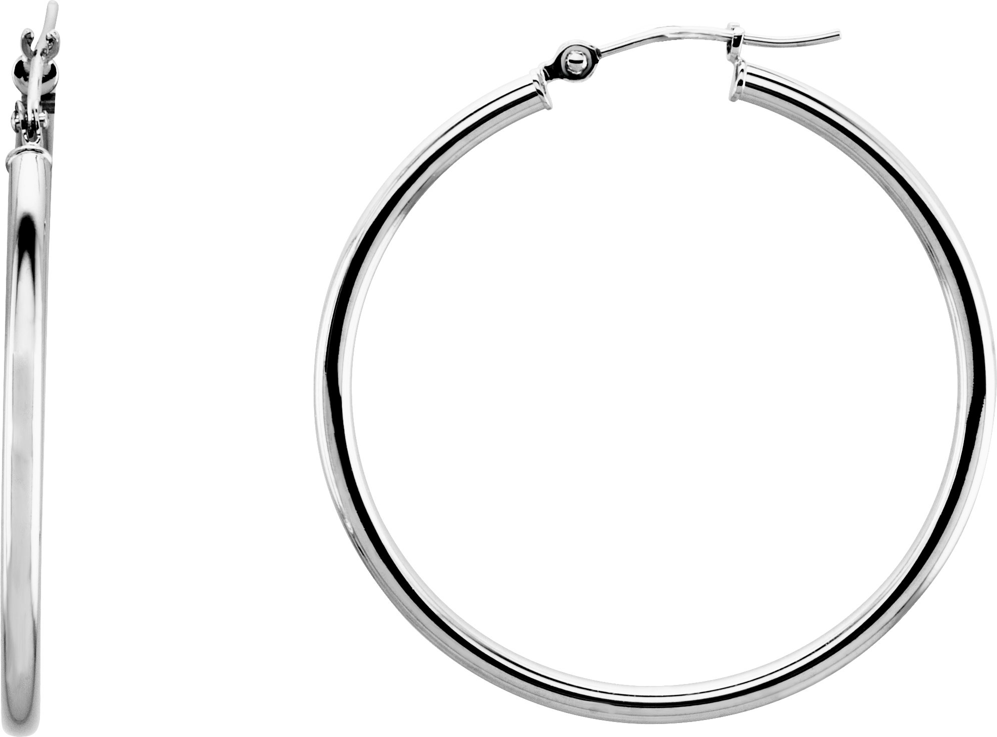 14K White 34 mm Hoop Earrings Ref 2637395