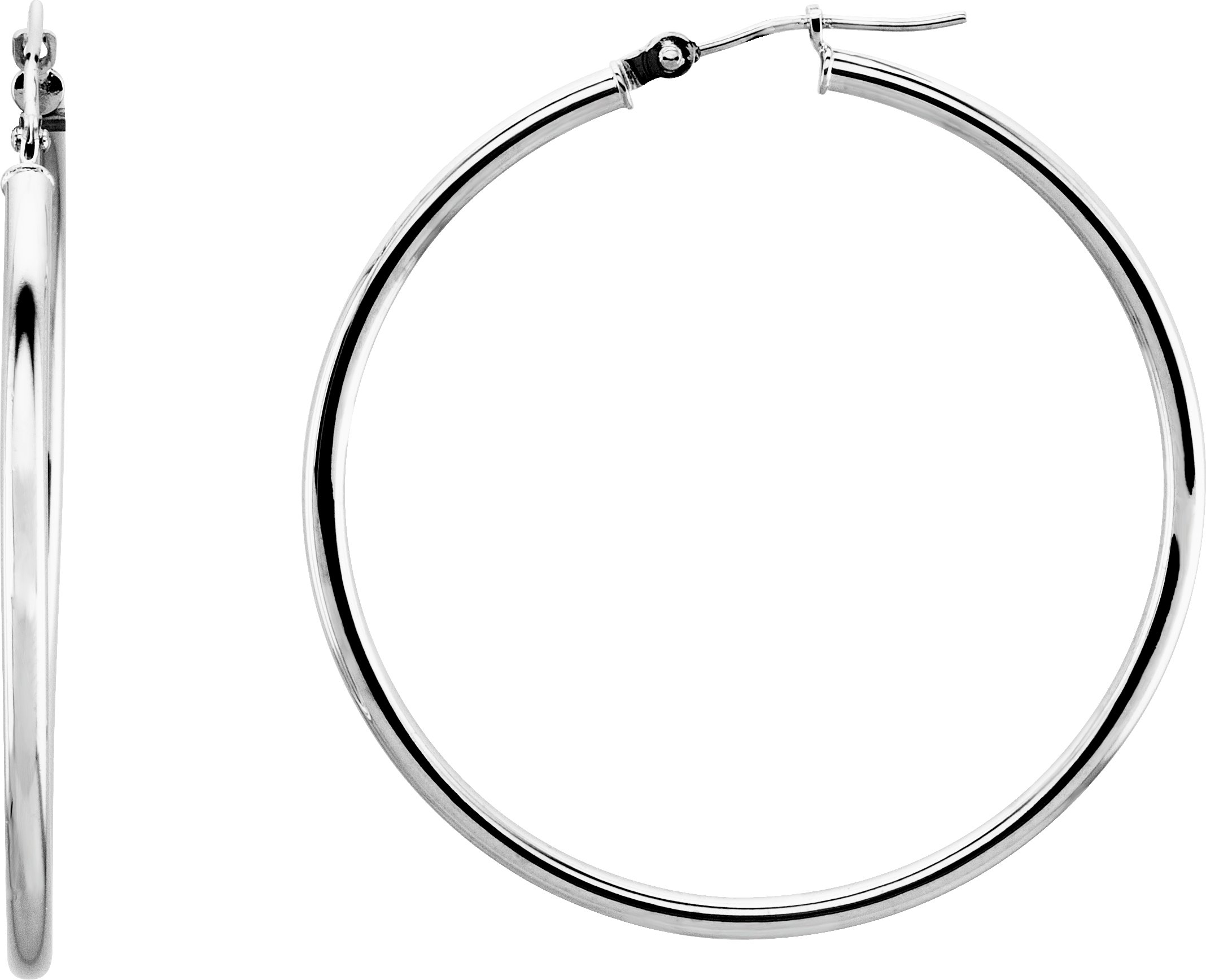 14K White 40 mm Hoop Earrings Ref 5750973