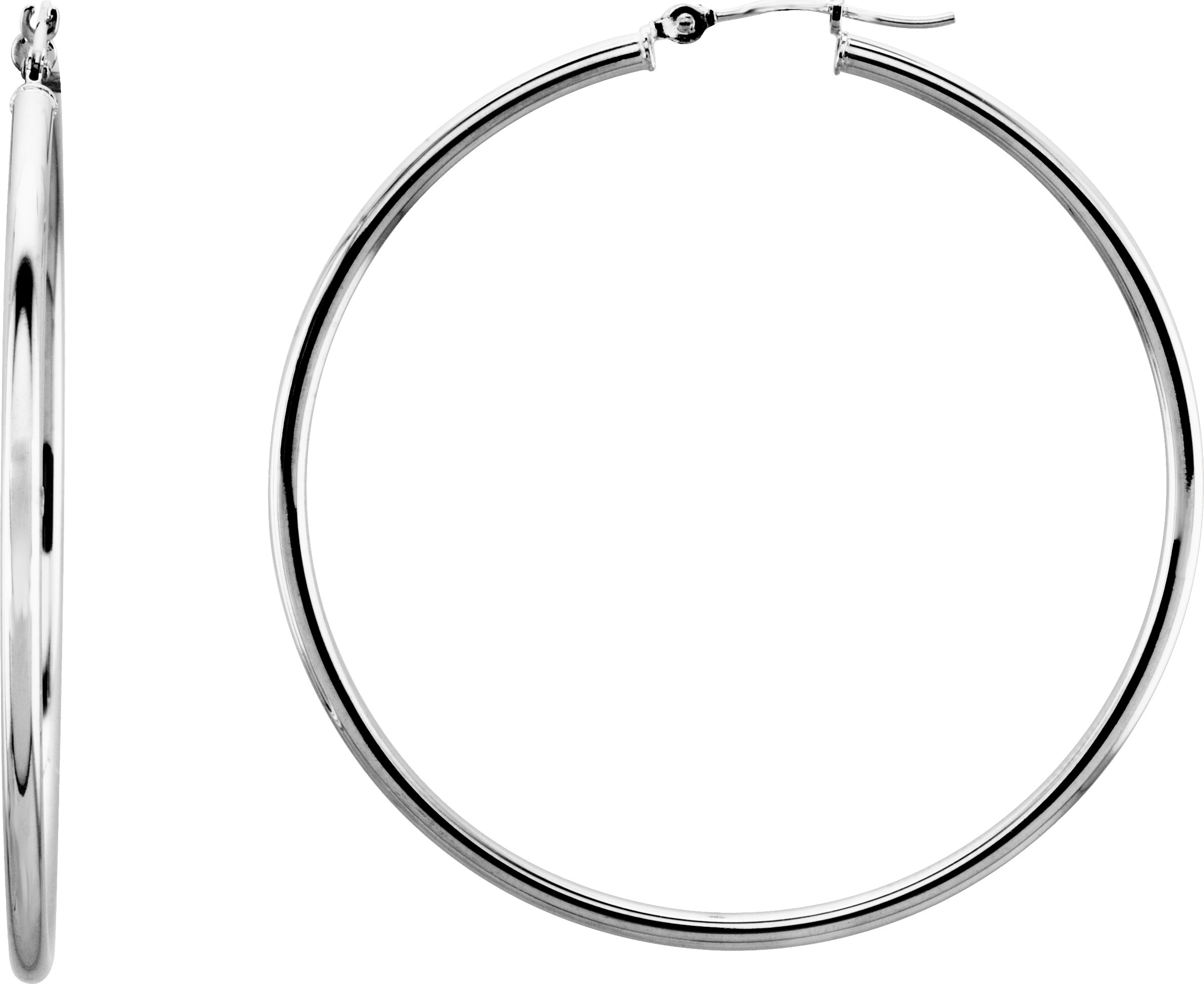 14K White 47 mm Hoop Earrings Ref 2637412