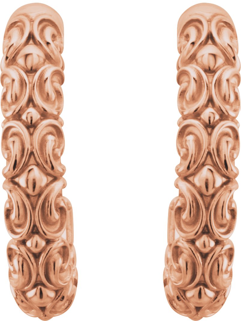 14K Rose 20x4.1 mm Sculptural-Inspired J-Hoop Earrings