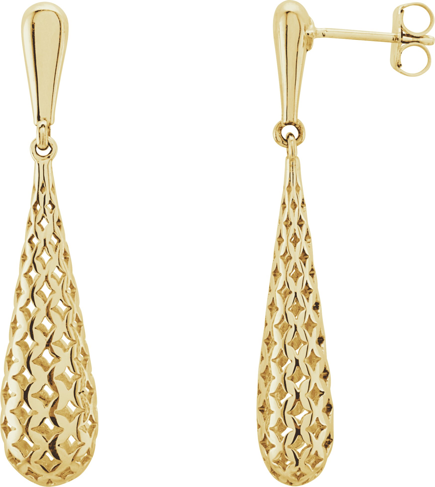 14K Yellow Pierced Style Earrings