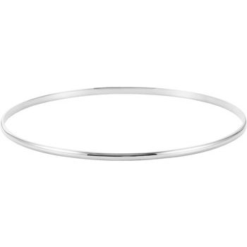 14K White 2 mm Half Round Bangle 7.5 inch Bracelet Ref. 1021077