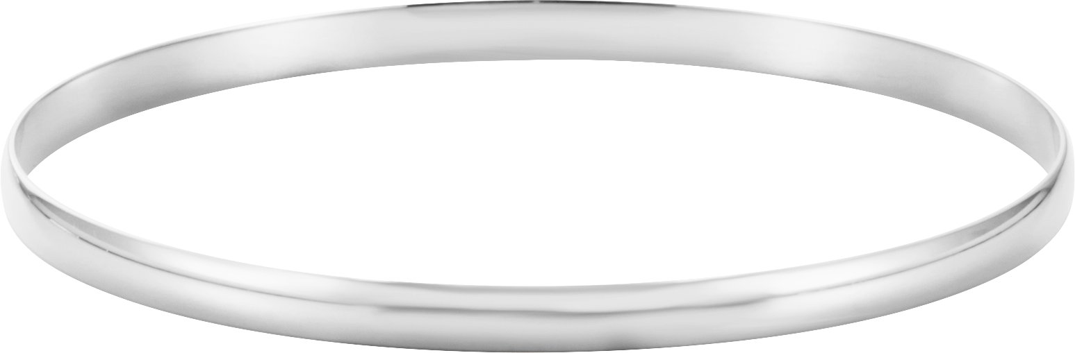 14K White 4 mm Half Round Bangle 7 1/2" Bracelet