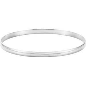 14K White 8 mm Half Round Bangle 7 3/4" Bracelet