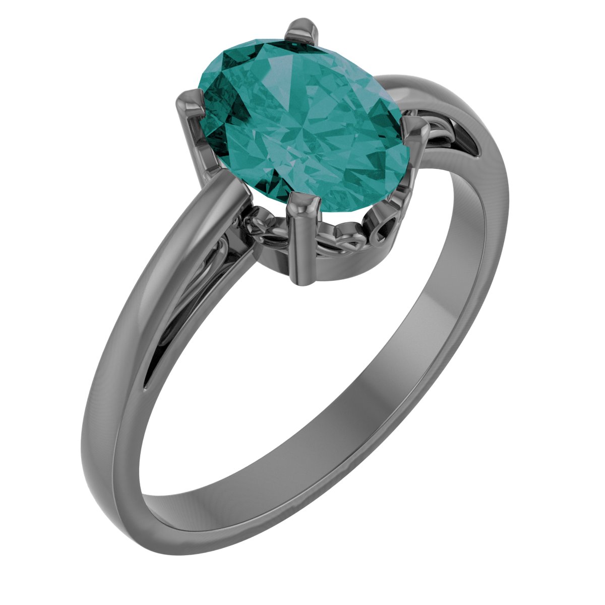 14K White Lab-Grown Alexandrite Solitaire Ring