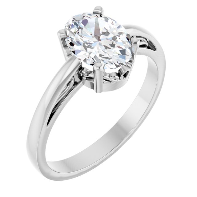 14K White Natural White Sapphire Ring