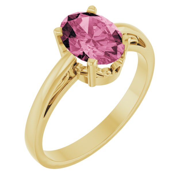 14K Yellow Natural Pink Tourmaline Ring