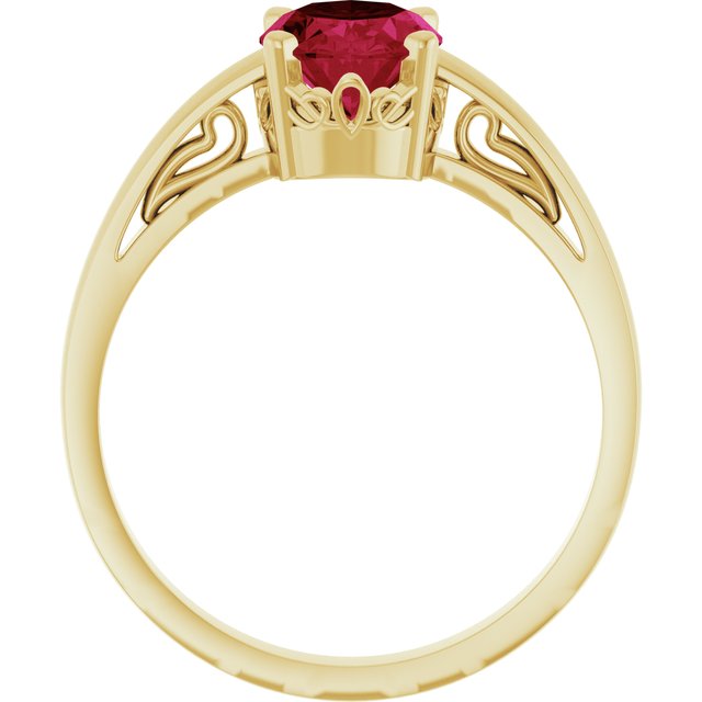 14K Yellow 8x6 mm Oval Lab-Grown Ruby Ring