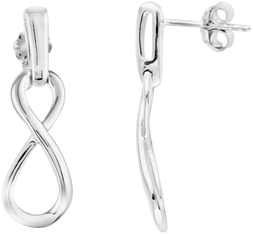 14K White Infinity-Inspired Dangle Earrings