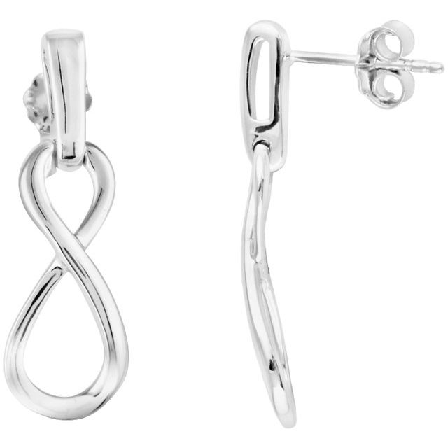 14K White Infinity-Inspired Dangle Earrings