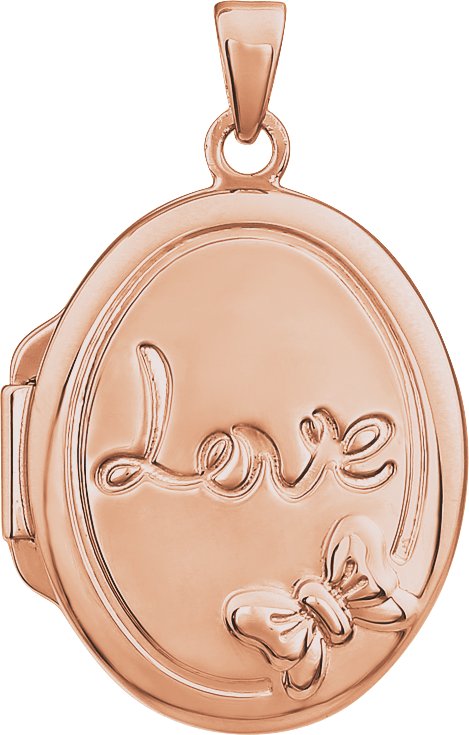 14K Rose Gold-Plated Sterling Silver Oval Locket 