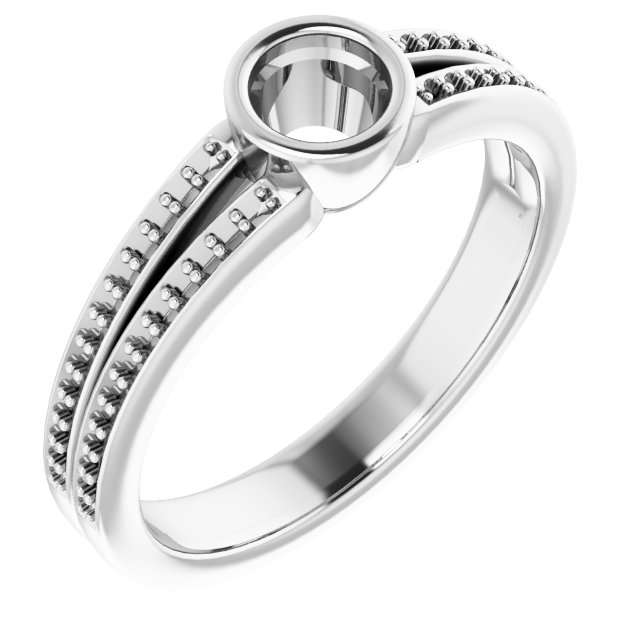 Bezel-Set Accented Split Shank Ring