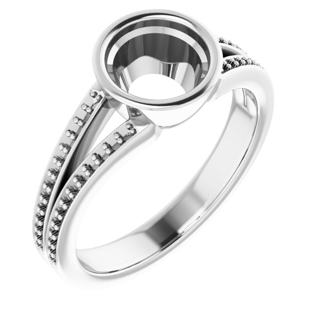 Bezel-Set Accented Split Shank Ring