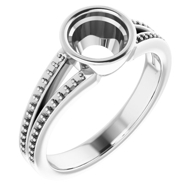 Bezel-Set Accented Split Shank Ring