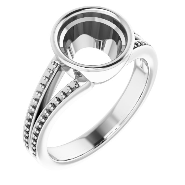 Bezel-Set Accented Split Shank Ring