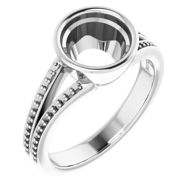 Bezel-Set Accented Split Shank Ring