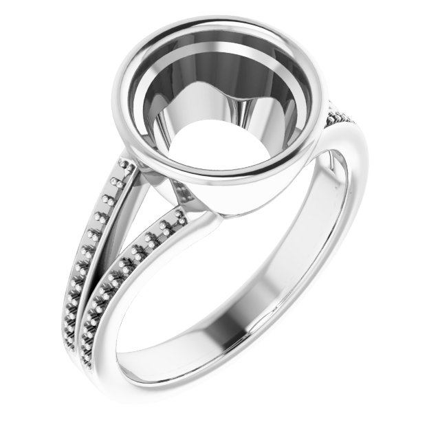 Bezel-Set Accented Split Shank Ring