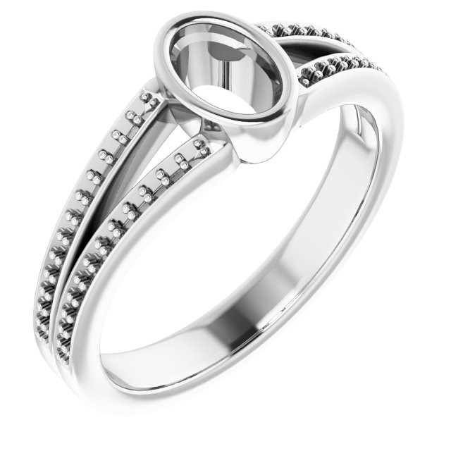 Bezel-Set Accented Split Shank Ring
