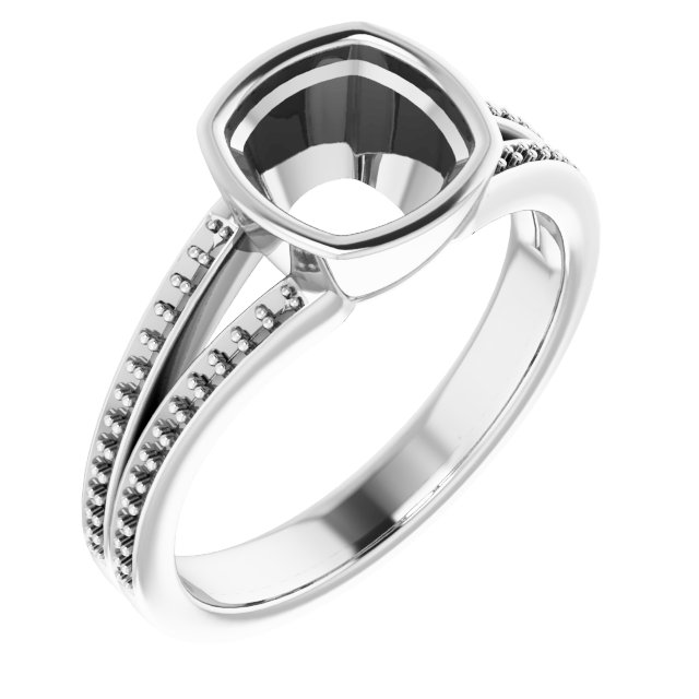 Bezel-Set Accented Split Shank Ring
