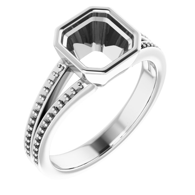 Bezel-Set Accented Split Shank Ring