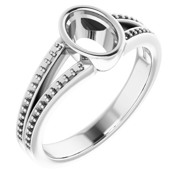 Bezel-Set Accented Split Shank Ring